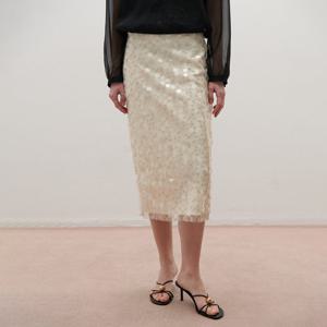 [SATIN] 자수 스팽글 스커트 S262S355