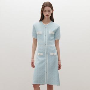 [SATIN] 배색 니트 미디 원피스 O262T951