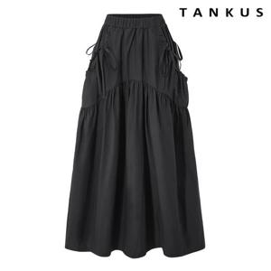 [탱커스]리본 끈 포인트 셔링 밴딩 롱 스커트 (TY2SK006L0)