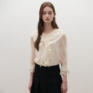 [SATIN] 빅카라 레이스 리본 블라우스 S262B253
