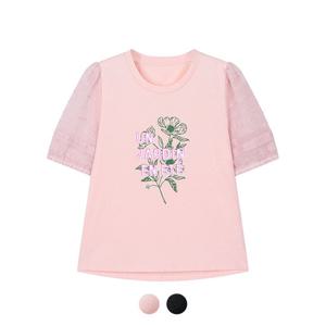 [꼼빠니아][꼼빠니아] 소매 쉬폰 프린트 티셔츠_CADU5-WKS100