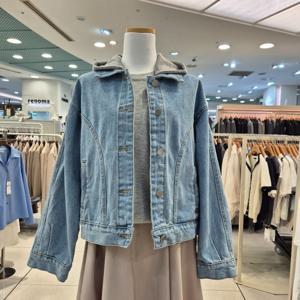 [케네스레이디]후드 탈부착 오버핏 데님 자켓 EVJJKQD990_BP