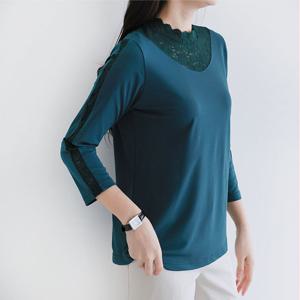 [쉬즈마담]T57511 스칼럽 레이스 넥 7부쿨티 60대엄마옷