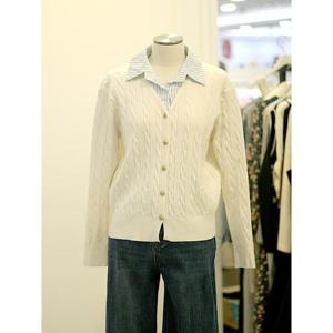 메종블랑쉬 세이브존03 르피타 셔츠 배색 카라 꽈배기 니트 가디건 AQL251UKT206A