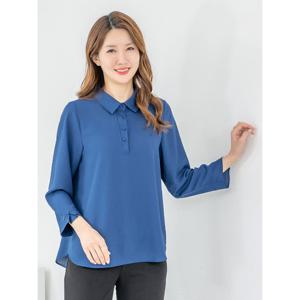 [모슬린]엄마옷 블라우스 카라 무지 긴팔 반오픈 603FGH162 마담