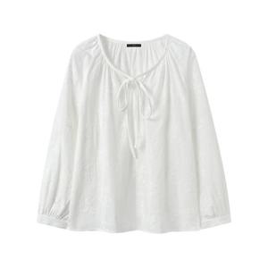 [르샵]플라워 패턴 리본 끈 긴팔 블라우스 (DQ1BA023A)