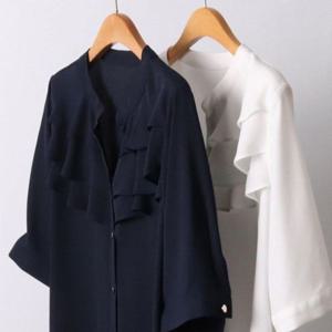 빅사이즈 브이넥 306I616S 프릴 블라우스 3단