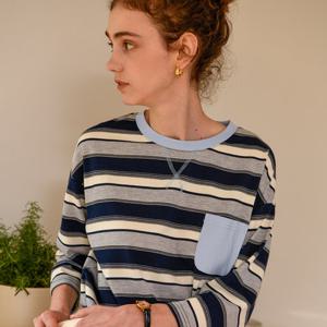 [피그먼트]단가라 포켓 7부 티셔츠 YZTS2512017