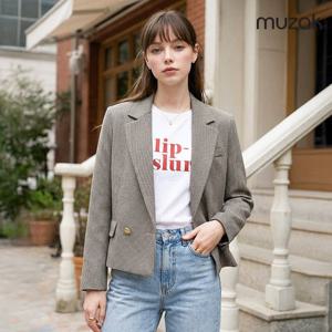 [무자크] 하운드투스체크 테일러드 숏 자켓 (MN3WJK02)