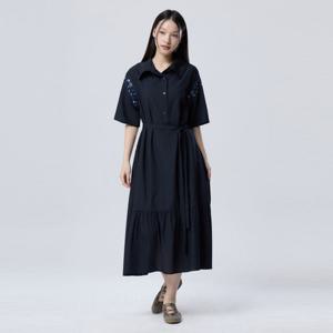 [베네통] 니트 블록 시어서커 원피스_BAOP50631DN