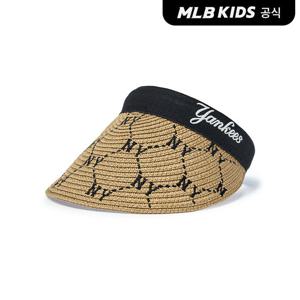 [MLB키즈 공식]26SS 다이아 모노그램 라피아 썬캡 NY (Black) 7ASCMD163-50BKS