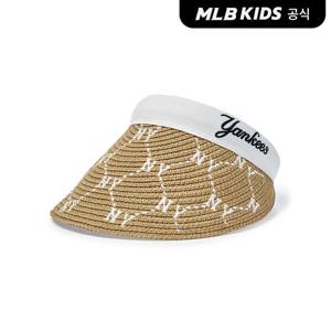 [MLB키즈 공식]26SS 다이아 모노그램 라피아 썬캡 NY (Ivory) 7ASCMD163-50IVS