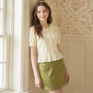 [포커스]플랫카라 리본 프릴 블라우스 PBBF6M1BL5551