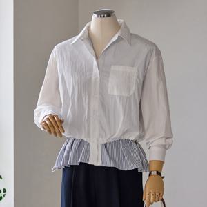 [커스텀에이블] 스트라이프 배색 스트링 셔츠_T2604BL050A