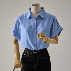 [커스텀에이블] 소프트 롤업 반팔 셔츠_T2604BL055B