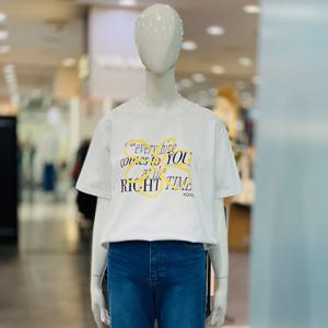 [클리지]라운드 박시핏 플라워 레터링 반팔 티셔츠 CQ4WTS04