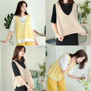 [쉬즈마담]J31000 큐트레이어 쿨니트 미니조끼/중년여성의류