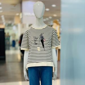 [클리지]라운드 단가라 양 옆트임 반팔 맨투맨 티셔츠 CQ4WTS01