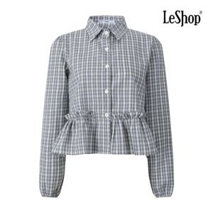 르샵  카라넥 체크 프릴 버튼 블라우스 (BQ3BL020A)