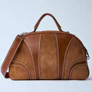 26 SS 드리스 반 노튼 탑스티칭 레더 트림 스웨이드 더플백 브라운 261 021507 0153 712