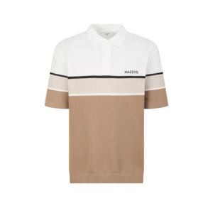 헤지스골프  카멜 남성 블럭형 반팔 카라 스웨터(HUSW6B318CM)