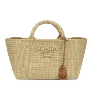 프라다 엠보스드 로고 라피아 미디엄 토트백 1BG635 2M2TF0018