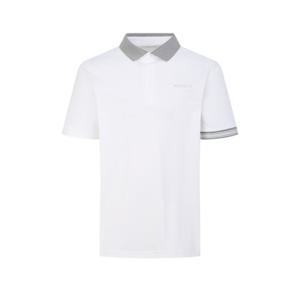 헤지스골프  화이트 남성 피케 반팔 카라 티셔츠(HUTS6B301OW)