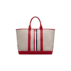 톰브라운 RWB 스트라이프 미디움 툴 토트 솔트 앤 페퍼 코튼 캔버스 레드 UAG261A-F0492-600