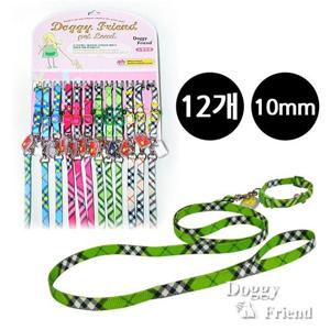 개줄 신형체크 강아지 목줄셋트 10mm 12개 1판 랜덤발송
