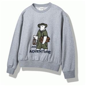 [지프]남녀공용 베어 아플리케 미니쭈리 맨투맨 티셔츠(P1TSU814)