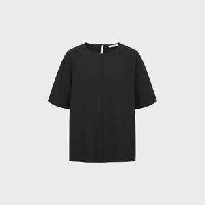 캐리스노트 핀턱 라운드넥 반팔 블라우스 (CN4MBL404BK)