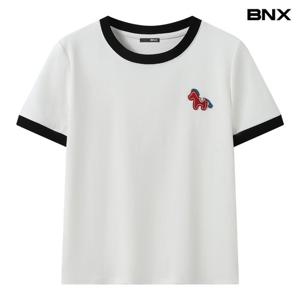 [BNX]키치 자수 포인트 반팔 티셔츠 (BY2TS010L0)