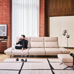 [다우닝] 프리움 4인 스윙 전체 천연가죽 소파+스툴