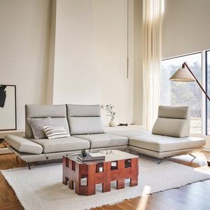 [다우닝] 프리움 4인 오픈코너 스윙 전체 천연가죽 소파