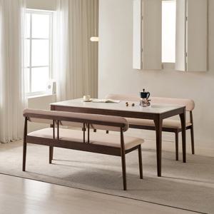 [삼익가구]시에나 포세린 통세라믹 4인용 와이드 원목 1600 식탁세트(벤치2)