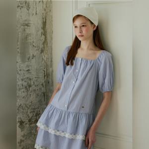 [올리브데올리브]핀스트라이프 레이스 배색 티어드원피스 OW5MO5530