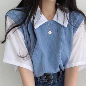 [주식회사 브이와이][JHP4Q77S_51IB]니트 페이크 티셔츠 ST310 (