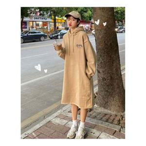 루즈핏 롱 후드 여성 도톰 기모 캐주얼 편한 원피스