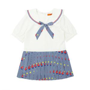 [티파니(정상)]IV 배색 주름 OP(T32KAO020-BS)