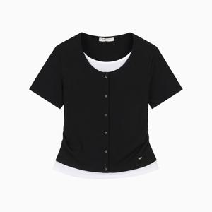 [행텐 틴즈]여성 웨일 가디건 레이어드 반팔 티셔츠_100(10570-131-408-69)