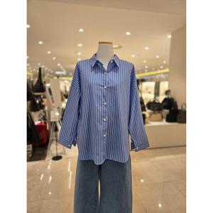 [에이비에프지]뒷목리본 스트라이프패턴 카라넥 루즈핏셔츠 AGNA2HB36D