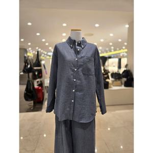 [에이비에프지]와이드포켓 스트라이프패턴 루즈핏 카라넥셔츠 AGNA2HBA5D