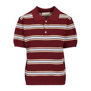 던스트 로고 자수 멀티 스트라이프 폴로 니트 탑 UDSW6B122D2 B