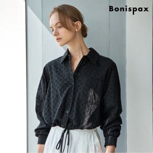 [보니스팍스]밑단 스트링 펀칭 카라넥 긴팔 셔츠 (XQ1BA007L0)