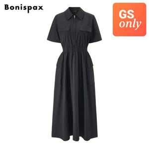 [보니스팍스]허리 밴딩 포켓 카라 반팔 원피스 (XQ2OW005L0)