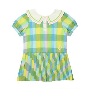 [티파니(정상)]라임 체크 주름OP(T32KBO010-BS)