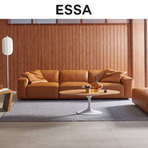 [에싸] 바크 4인 베티버 천연 면피 소가죽 소파+스툴