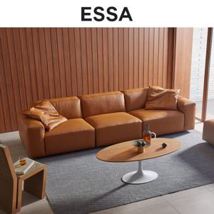 [에싸] 바크 4인 베티버 천연 면피 소가죽 소파