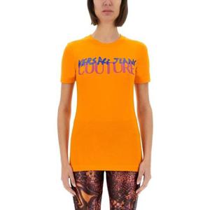 26 SS 베르사체 진스 꾸뛰르 오렌지 로고 크루넥 티셔츠 565 78HAHE06CJ02E