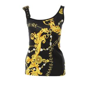 26 SS 베르사체 진 쿠튀르 그래픽 프린트 버클 코튼 탑 G89 75HAM61675DP616